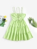 ZAFUL Robe Superposée Découpée Plissée à Lacets S Vert clair
