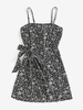 ZAFUL Robe Superposée Nouée Fleurie à Bretelle S Noir