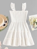 ZAFUL Robe Superposée Plissée sans Manches à Volants S Blanc