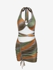 ZAFUL Robe Teintée Découpée en O à Col Halter S Vert profond