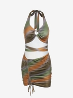 ZAFUL Robe Teintée Découpée en O à Col Halter S Vert profond