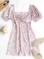 ZAFUL Robe Tordue en Avant Fleurie Imprimée S Rose clair