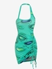 ZAFUL Robe Transparente à Imprimé Avocat sans Dos à Col Halter M Vert clair