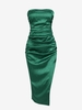 ZAFUL Robe Tube à Fente Haute en Jacquard sans Bretelle M Vert profond