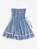 ZAFUL Robe Tube Superposée Fleurie à Volants M Bleu