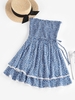 ZAFUL Robe Tube Superposée Fleurie à Volants Xl Bleu