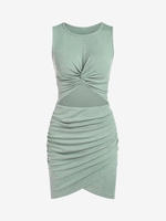 ZAFUL Robe Tulipe Découpée Tordue à Volants S Vert clair