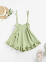 ZAFUL Short à Bretelle Jambe Large à Volants S Vert clair