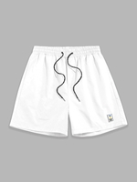 ZAFUL Short à Label Design en Couleur Unie à Cordon S Blanc