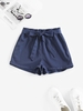 ZAFUL Short à Taille Empire à Ourlet Roulé à Rayures Fines L Bleu profond