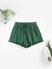 ZAFUL Short à Taille Haute à Ourlet Effrangé à Cordon L Vert profond