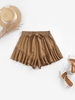 ZAFUL Short à Taille Nouée à Volants M Café