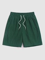 ZAFUL Short Bermudas Motif Rayé à Cordon M Vert profond