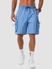 ZAFUL Short Cargo à Imprimé Lettre avec Multi-Poches Design S Bleu