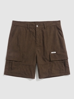 ZAFUL Short Cargo Applique en Couleur Unie en Velours Côtelé Xxl Café profond