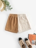 ZAFUL Short Cargo Bicolore avec Poche en Velours Côtelé M Café