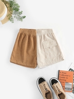 ZAFUL Short Cargo Bicolore avec Poche en Velours Côtelé M Café