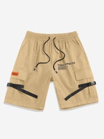 ZAFUL Short Cargo Bouclé Lettre Graphique à Cordon Streetwear S Café lumière