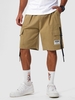 ZAFUL Short Cargo Lettre Patch Design avec Multi-Poches M Café