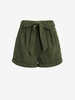 ZAFUL Short Ceinturé avec Poche à Ourlet Roulé en Velours Côtelé S Vert profond