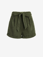 ZAFUL Short Ceinturé avec Poche à Ourlet Roulé en Velours Côtelé S Vert profond