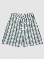 ZAFUL Short Décontracté à Imprimé Rayure Verticale à Cordon Xl Vert clair