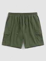 ZAFUL Short Décontracté avec Design de Multi-Poches à Cordon M Vert profond