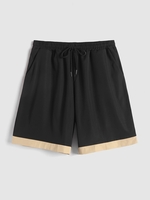 ZAFUL Short Décontracté en Couleur Jointive à Cordon L Noir