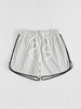 ZAFUL Short Décontracté Motif Rayé à Cordon Xl Blanc