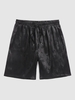 ZAFUL Short Décontracté Soyeux Motif de Rose en Satin M Noir