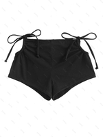 ZAFUL Short de Bain Côtelé Découpé à Cordon à Côté L Noir