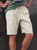 ZAFUL Short de Base Couleur Unie en Coton et en Lin à Cordon S Café lumière