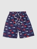 ZAFUL Short de Plage à Imprimé Requin Partout à Cordon S Bleu profond