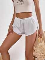 ZAFUL Short de Plage Tulipe Côtelé avec Nœud Papillon S Blanc