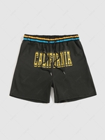 ZAFUL Short de Sport à Imprimé Lettre CALIFORNIA avec Rayure Streetwear S Noir