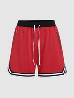 ZAFUL Short de Sport Rayé en Tissu en Maille Streetwear S Rouge