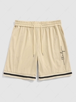 ZAFUL Short de Survêtement Lettre Graphique Panneau Rayé Xl Café lumière
