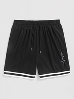 ZAFUL Short de Survêtement Lettre Graphique Panneau Rayé Xl Noir