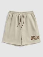 ZAFUL Short de Sweat Lettre OAKLAND Brodée à Cordon en Molleton Doublé Style Blokecore M Café lumière