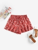 ZAFUL Short de Vacances Fleuri à Taille Nouée L Rouge