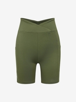 ZAFUL Short de Vélo en Couleur Unie à Taille Plissée S Vert profond