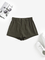 ZAFUL Short en Couleur Unie à Taille Haute avec Poches S Café profond