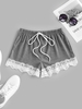 ZAFUL Short Lâche en Dentelle Insérée en Blocs de Couleurs M Gris