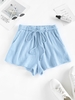 ZAFUL Short Plissé Ceinturé à Jambe Large avec Poche L Bleu clair