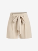 ZAFUL Short Plissé Ceinturé à Taille Haute L Café lumière