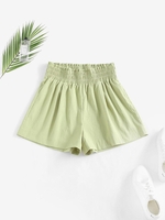 ZAFUL Short Plissé en Couleur Unie à Taille Empire S Vert