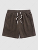 ZAFUL Short Simple Texturé avec Poche en Velours Côtelé à Cordon L Café profond