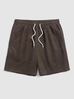 ZAFUL Short Simple Texturé avec Poche en Velours Côtelé à Cordon M Café profond