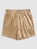 ZAFUL Short Soyeux à Rayure Verticale en Satin L Deep yellow