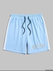 ZAFUL Short Sportif à Lettre WEST COAST CALIFORNIA en Blocs de Couleurs à Cordon L Bleu clair